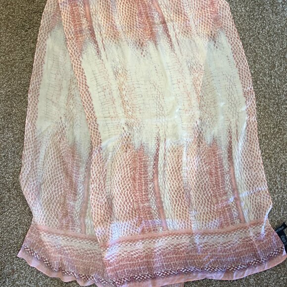 White House Black Market Rectangular Silk Scarf in shades of Ivory, Pink & Gray - Picture 11 of 14